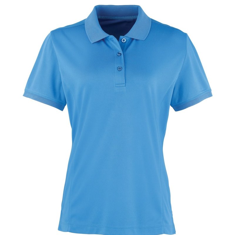 Premier Womens/ladies Coolchecker Short Sleeve Pique Polo T-shirt (sapphire) In Blue