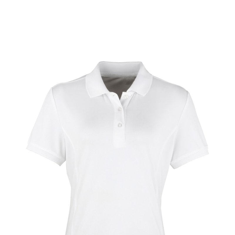 Premier Womens/ladies Coolchecker Short Sleeve Pique Polo T-shirt (white)