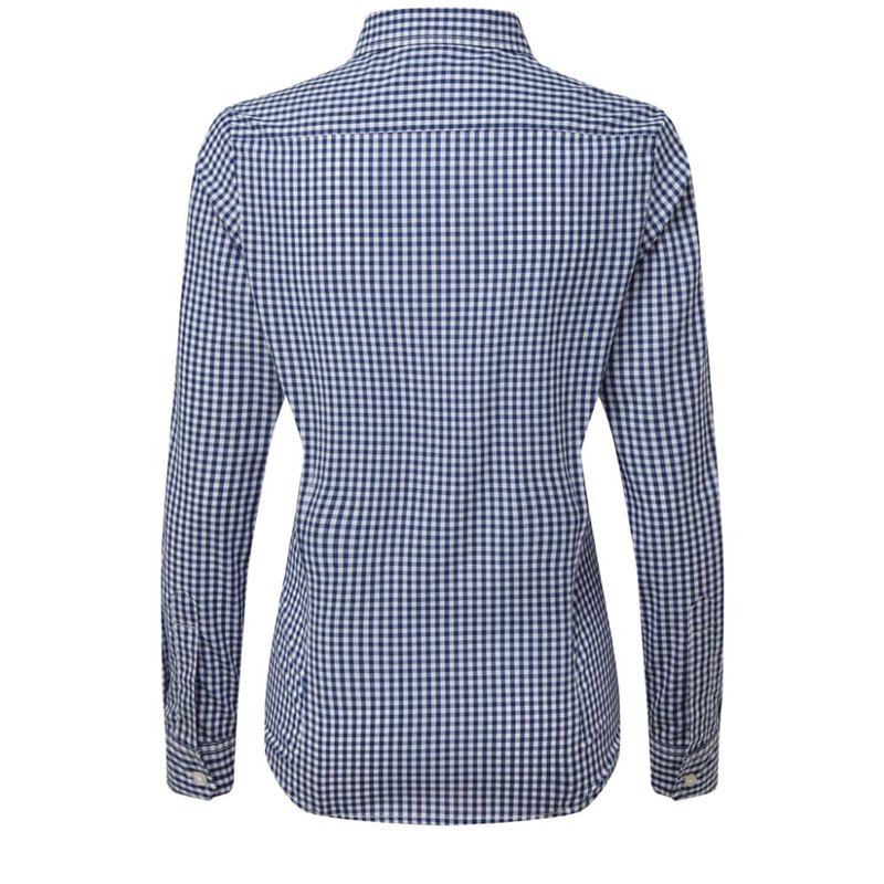 Shop Premier Womens/ladies Maxton Check Long Sleeve Shirt (navy/white) In Blue