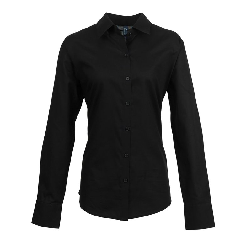 Premier Womens/ladies Signature Oxford Long Sleeve Work Shirt (black)