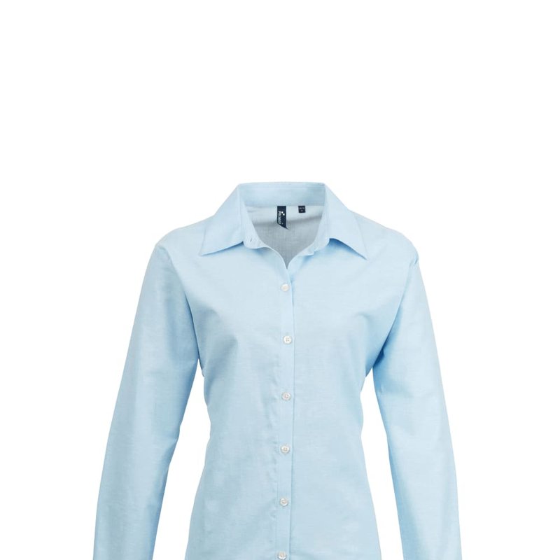 Premier Womens/ladies Signature Oxford Long Sleeve Work Shirt (light Blue)