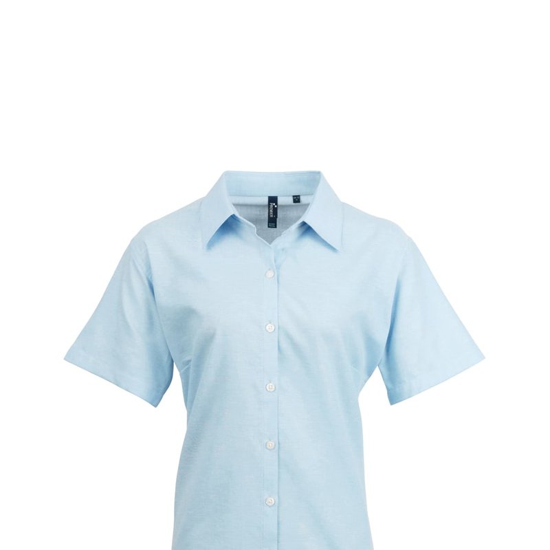 Premier Womens/ladies Signature Oxford Short Sleeve Work Shirt (light Blue)