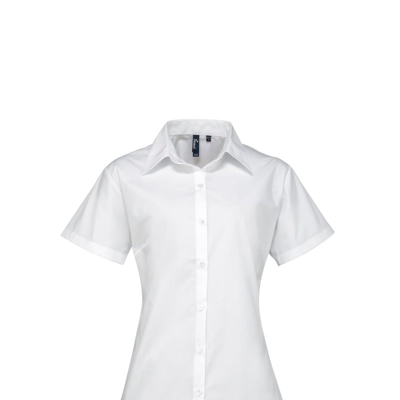 Premier Womens/ladies Supreme Heavy Poplin Short Sleeve Work Shirt (white)