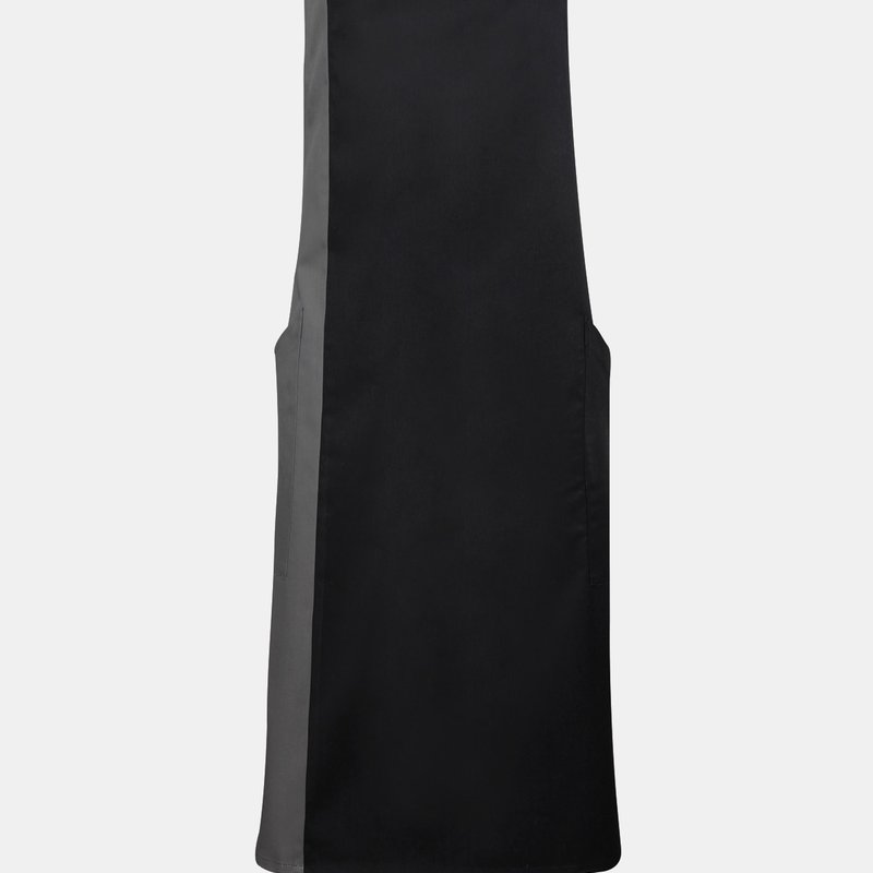 Premier Unisex Contrast Workwear Bib Apron In Black