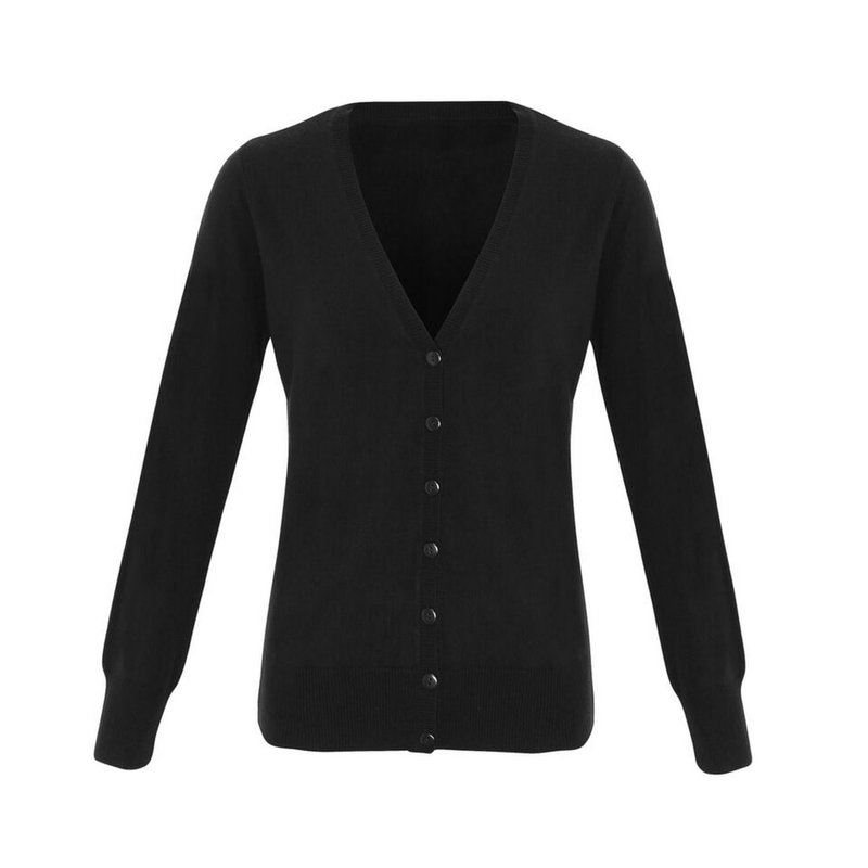 Premier Womens/ladies Essential Acrylic Cardigan In Black