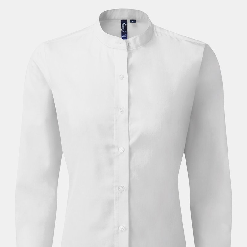 Premier Womens/ladies Grandad Collar Formal Shirt In White