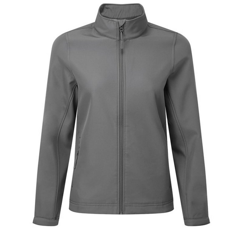 Premier Womens/ladies Windchecker Recycled Printable Soft Shell Jacket In Grey