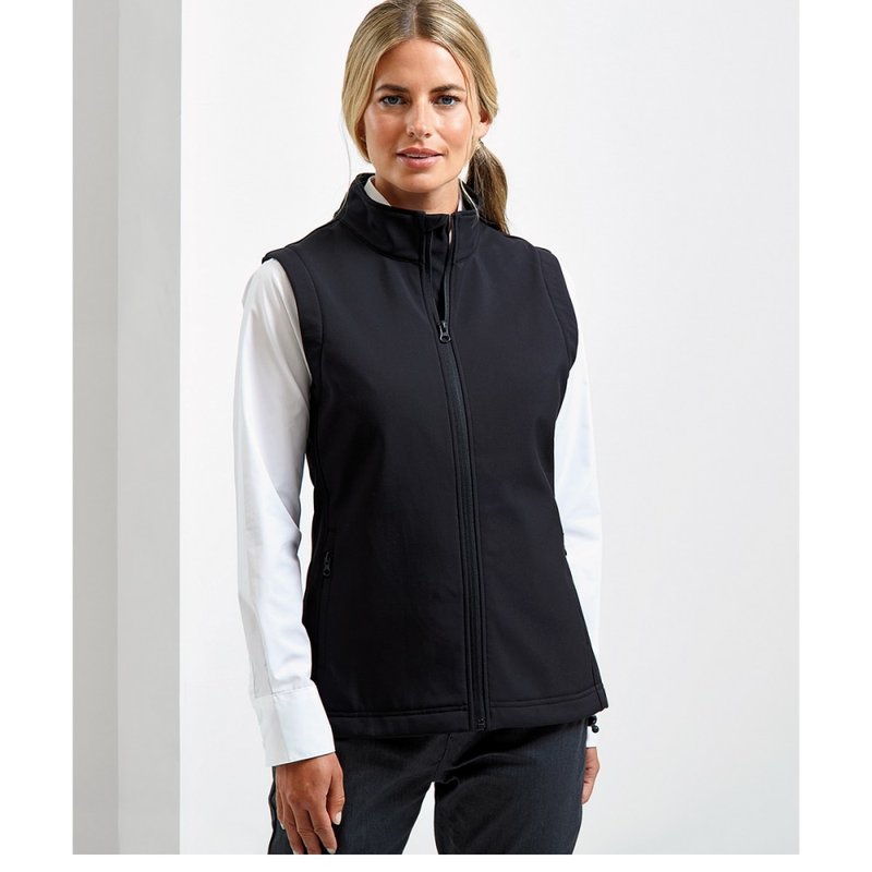 Premier Womens/ladies Windchecker Recycled Printable Vest In Black