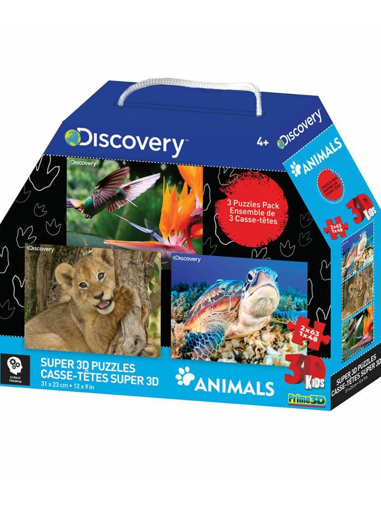 Prime3D Discovery Channel 3D Three Puzzle Pack - 48/63 Piece Puzzles |  Verishop