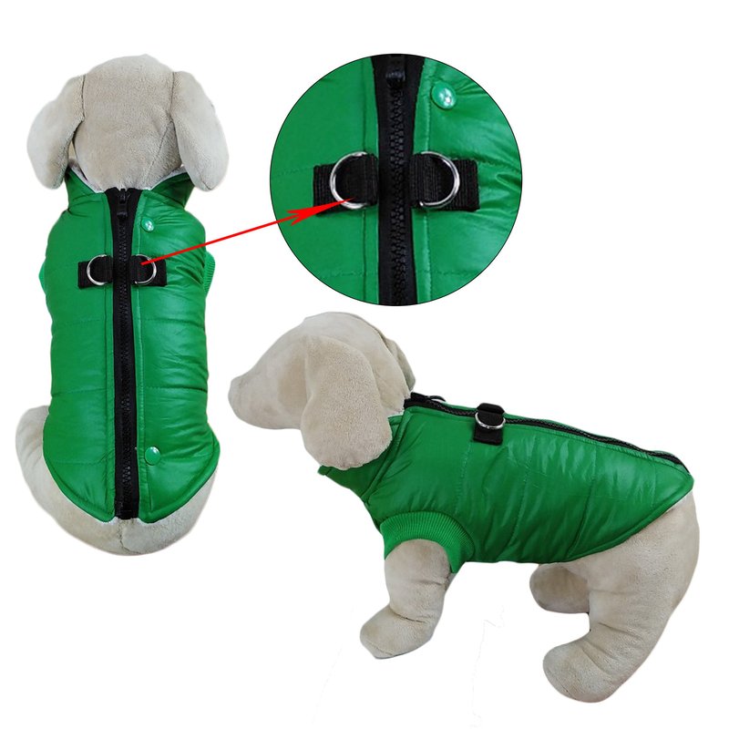 Primeware Inc. Padded Vest Jacket With Zipper Closure And Leash Ring In Green