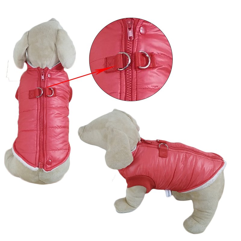 Primeware Inc. Padded Vest Jacket With Zipper Closure And Leash Ring In Red