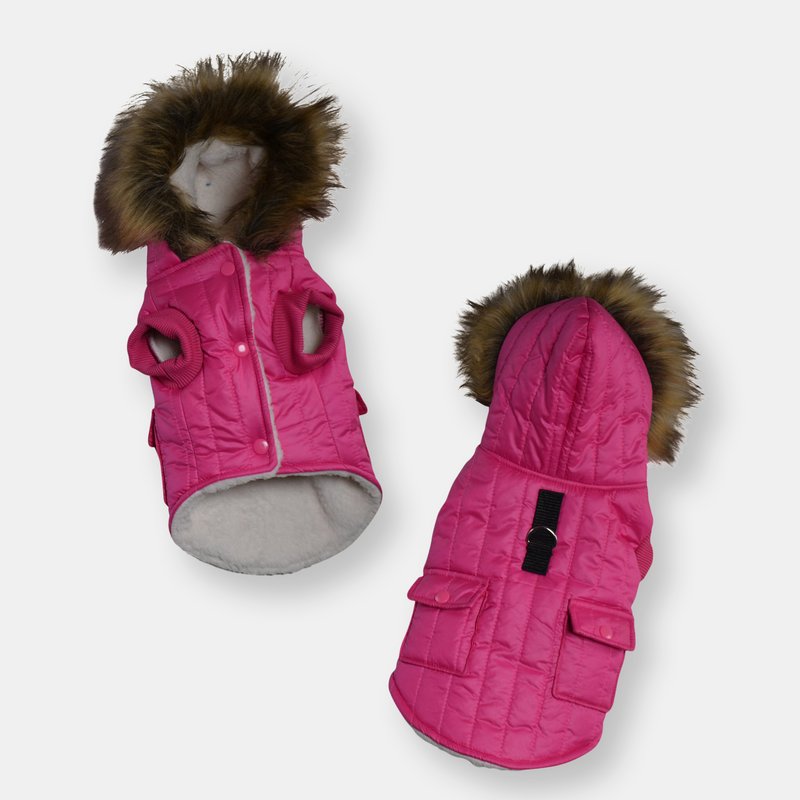 Primeware Inc. Parka Fleece Lined Dog Jacket With Leash Ring In Pink