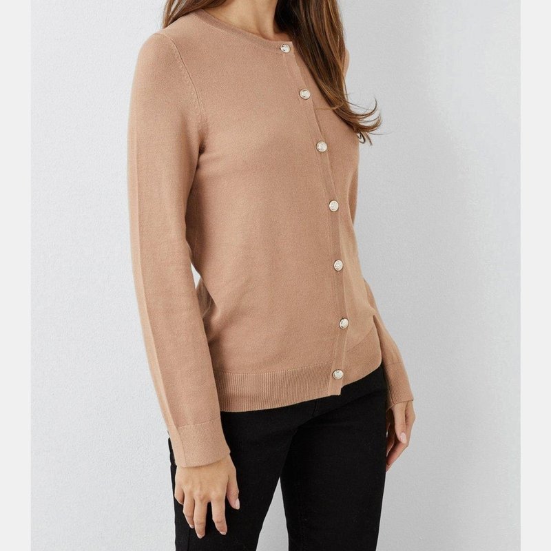 Shop Principles Womens/ladies Button Detail Cardigan In Brown