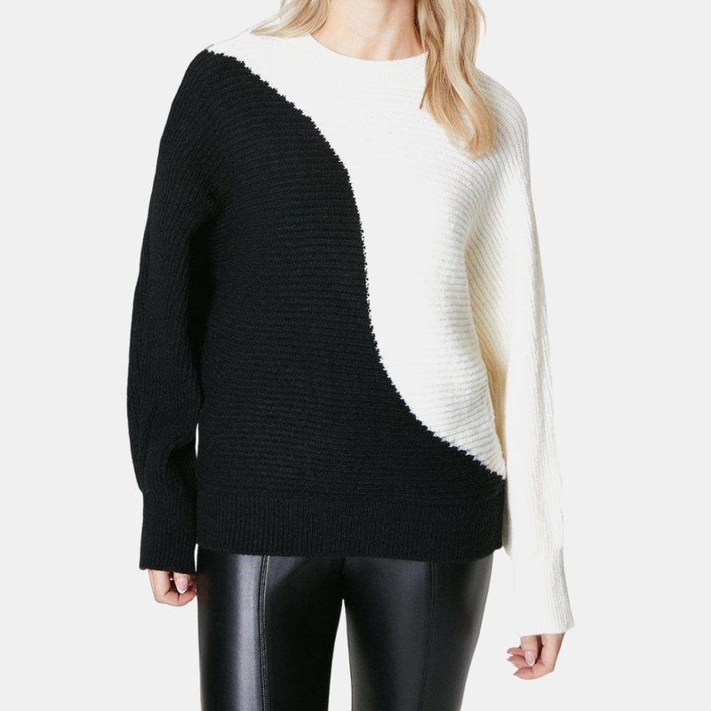 Shop Principles Womens/ladies Colour Block Chunky Knit Sweatshirt In Black
