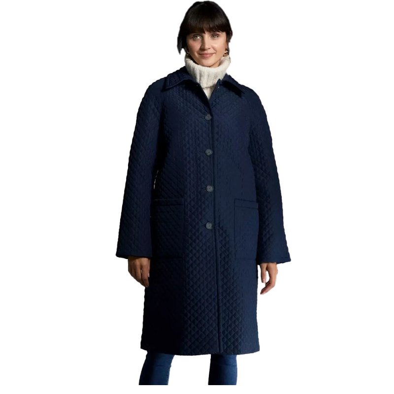 Principles Womens/ladies Diamond Quilted Button Front Coat In Blue