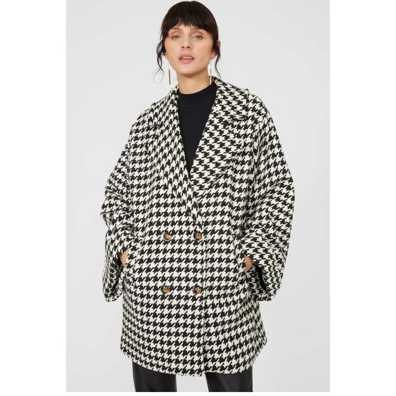 Principles Womens/ladies Dogtooth Double-breasted Coat In Black