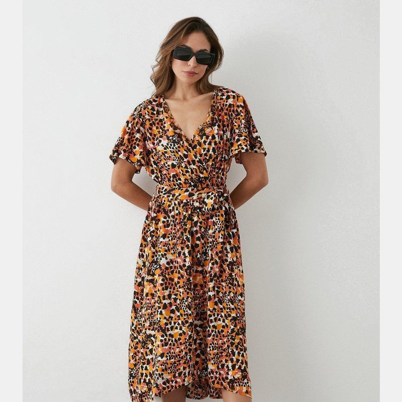Shop Principles Womens/ladies Leopard Print Wrap Dress In Orange