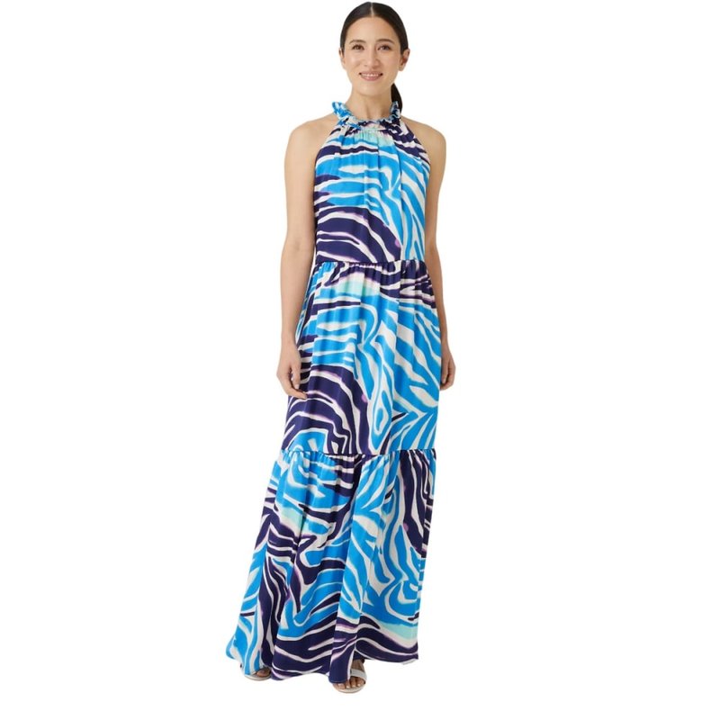 Shop Principles Womens/ladies Occasion Printed Halter Neck Maxi Dress In Blue