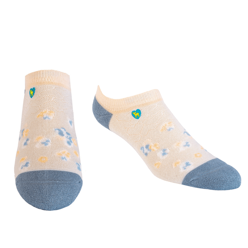 Pudus Bamboo Socks | Everyday Ankle | Spring Blossom Blue