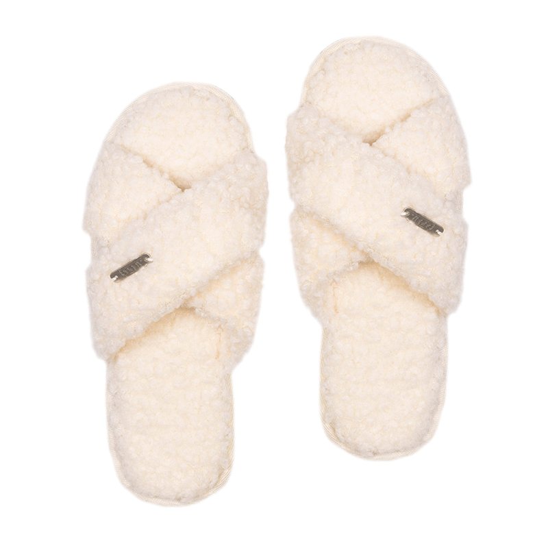 Pudus Carlie Criss Cross Recycled Slipper In White