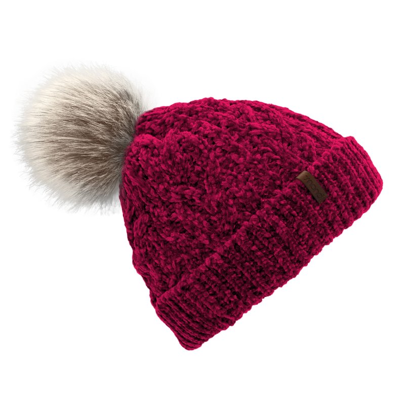 Pudus Chenille Knit Beanie Hat In Pink