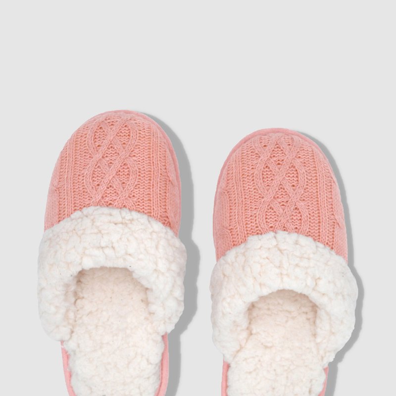 Pudus Creekside Slide Slippers | Cable Knit Blush In Pink