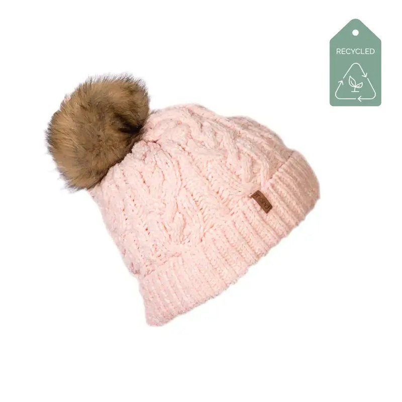 Pudus Recycled Beanie Hat In Pink