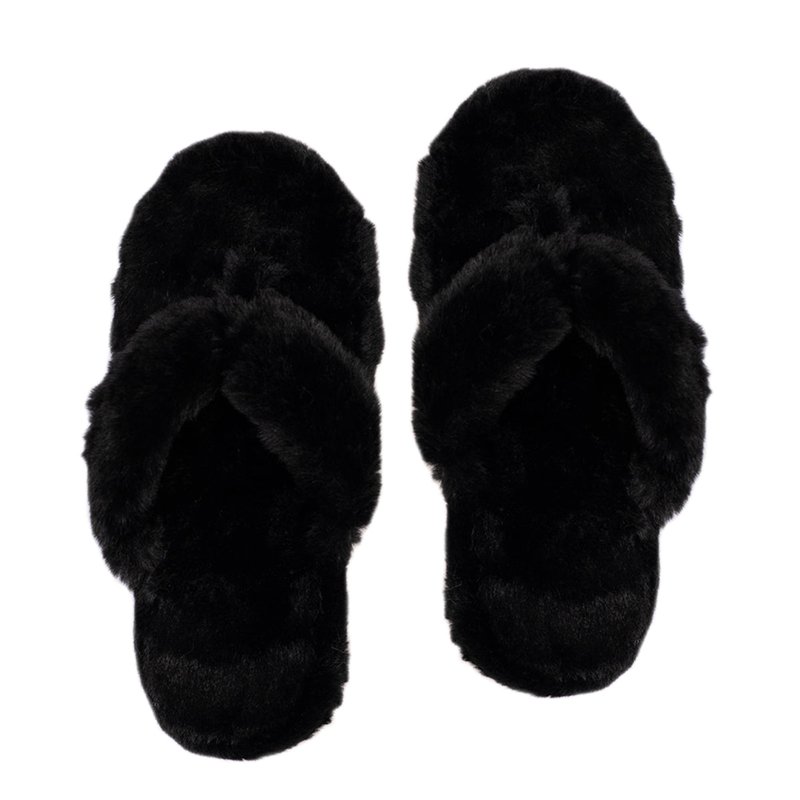 Pudus Recycled Cottontail Flip Flop Slippers In Black
