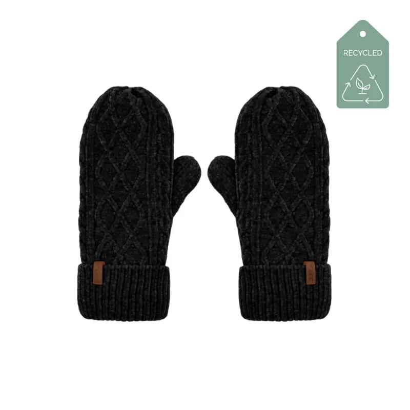 Pudus Recycled Mittens In Black