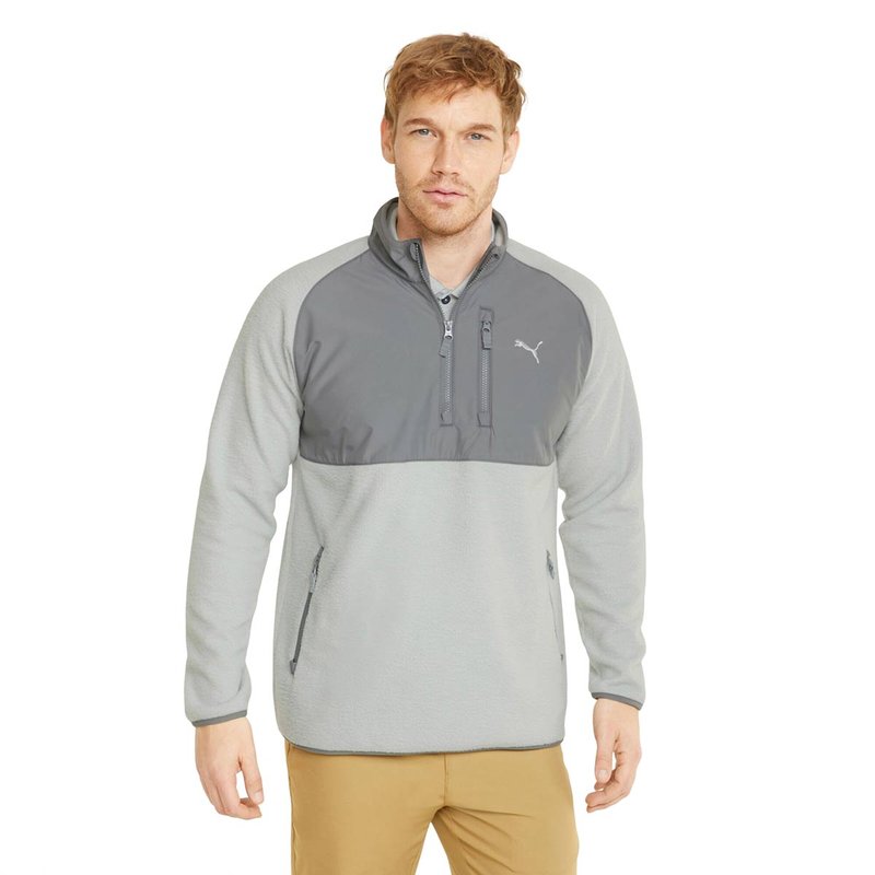 Puma Men's Sherpa 1/4 Zip Sweatshirt In Grey