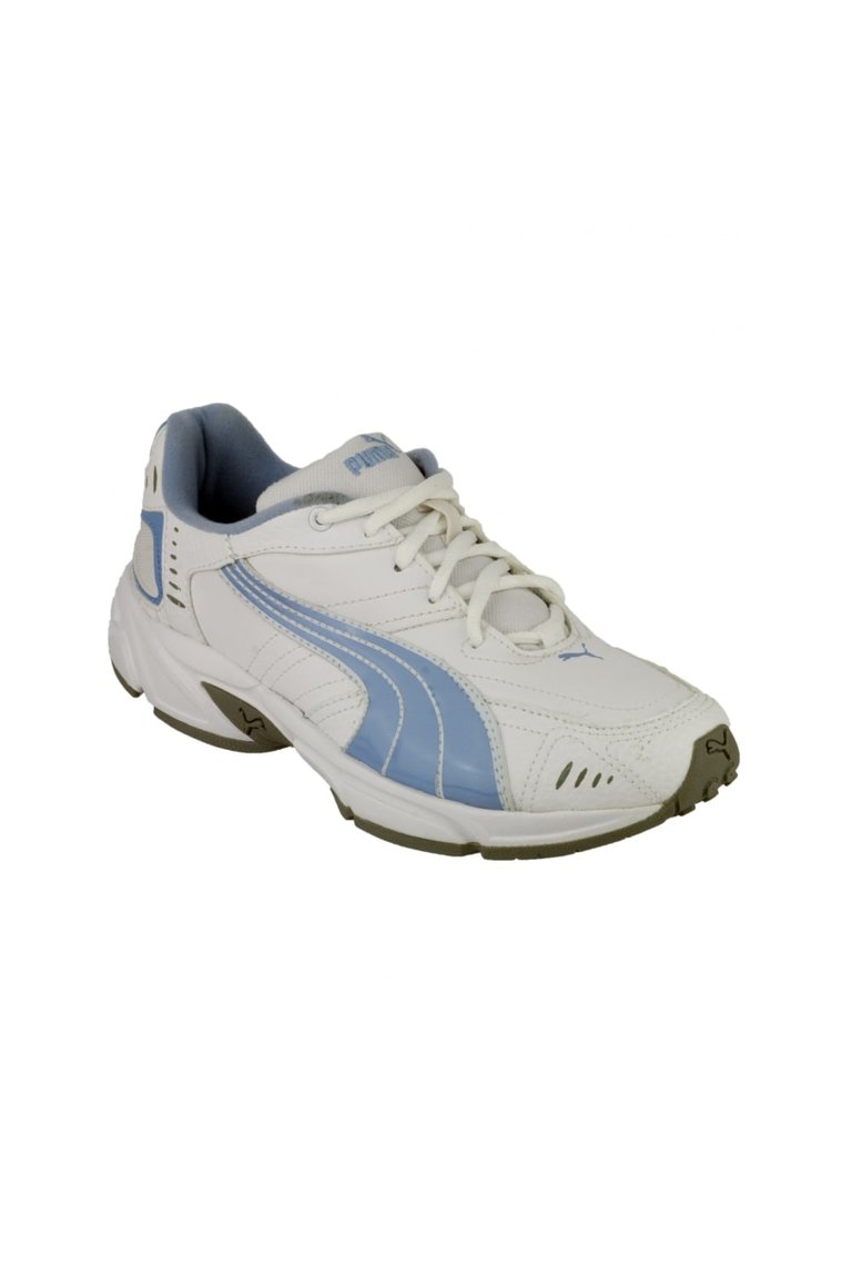 Puma Axis/Hahmer Junior Lace Non-Marking Trainer / Big Boys Trainers /Sports (White/Blue) - White/Blue