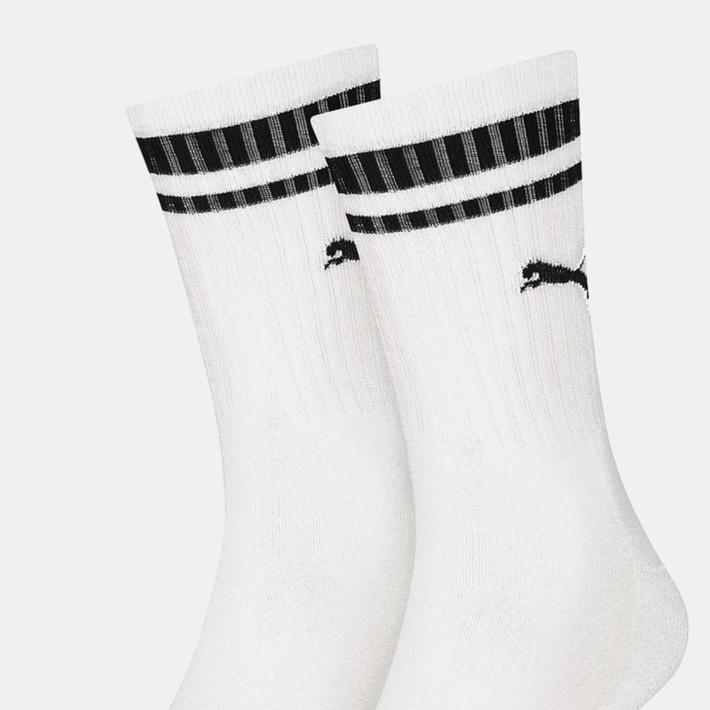 Shop Puma Unisex Adult Heritage Stripe Crew Socks (pack Of 2) (white/black)