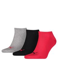 Puma Unisex Adult Invisible Socks (Pack of 3) (Black/Red/Gray) - Black/Red/Gray