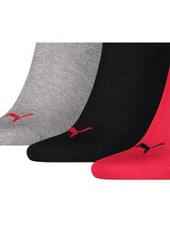 Puma Unisex Adult Invisible Socks (Pack of 3) (Black/Red/Gray)