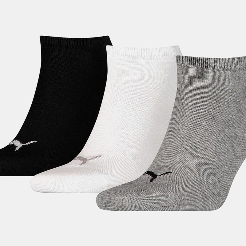 Shop Puma Unisex Adult Invisible Socks (pack Of 3) (gray/white/black) In Grey