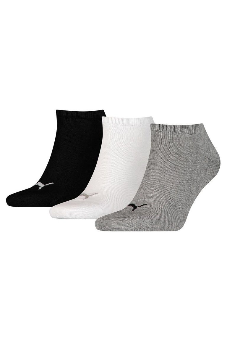 Puma Unisex Adult Invisible Socks (Pack of 3) (Gray/White/Black) - Gray/White/Black