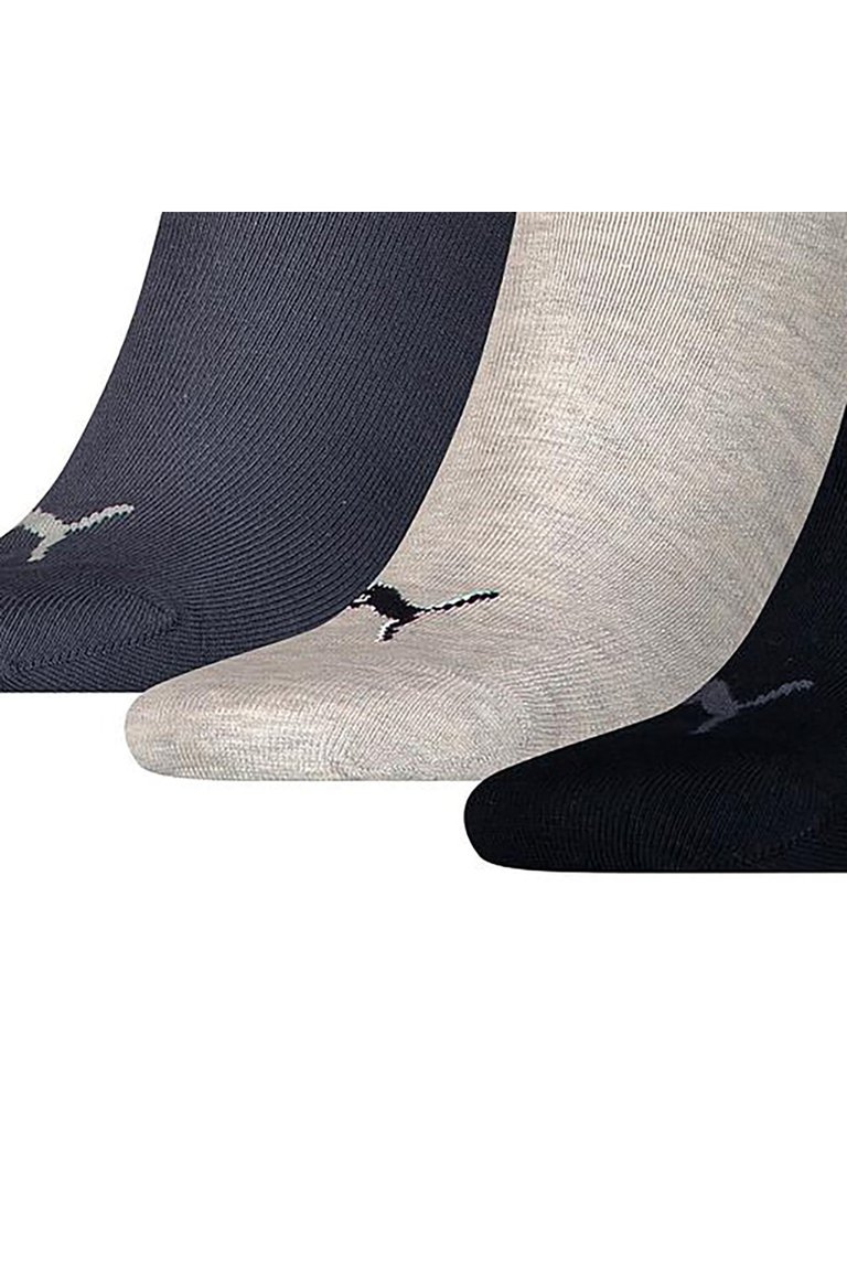 Puma Unisex Adult Invisible Socks (Pack of 3) (Navy/Light Grey/Black)
