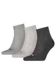 Puma Unisex Adult Quarter Training Ankle Socks (Pack of 3) (Gray) - Gray