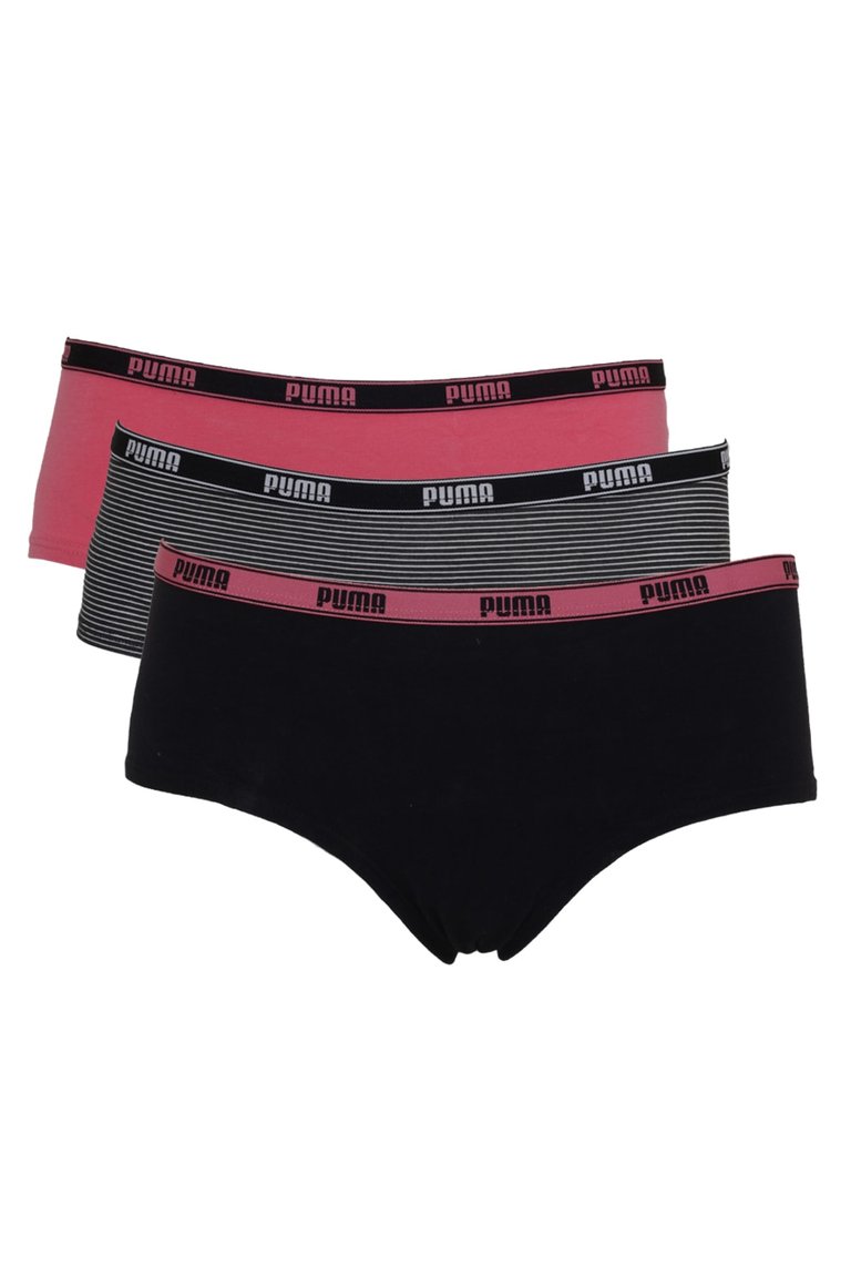 Puma Womens/Ladies Hipster Briefs (Pack Of 3) (Black/Pink) - Black/Pink