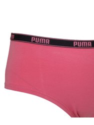 Puma Womens/Ladies Hipster Briefs (Pack Of 3) (Black/Pink)