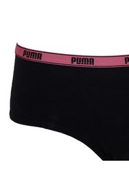 Puma Womens/Ladies Hipster Briefs (Pack Of 3) (Black/Pink)