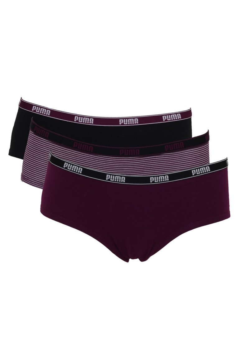 Puma Womens/Ladies Hipster Briefs (Pack Of 3) (Black/Purple) - Black/Purple