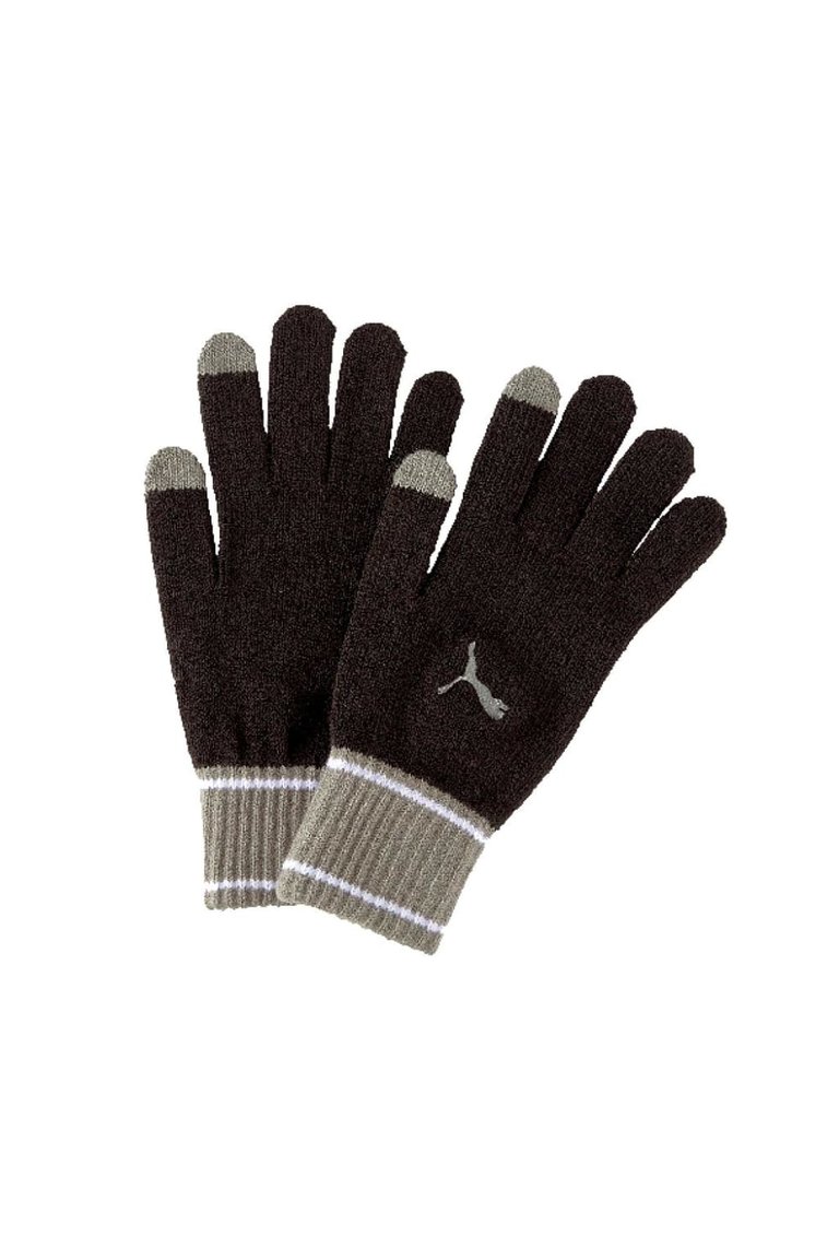 Unisex Adult Knitted Winter Gloves - Black/Gray - Black/Gray