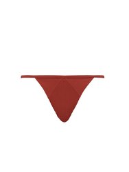 Womens/Ladies Tanga Ribbed Bikini Bottoms - Brown