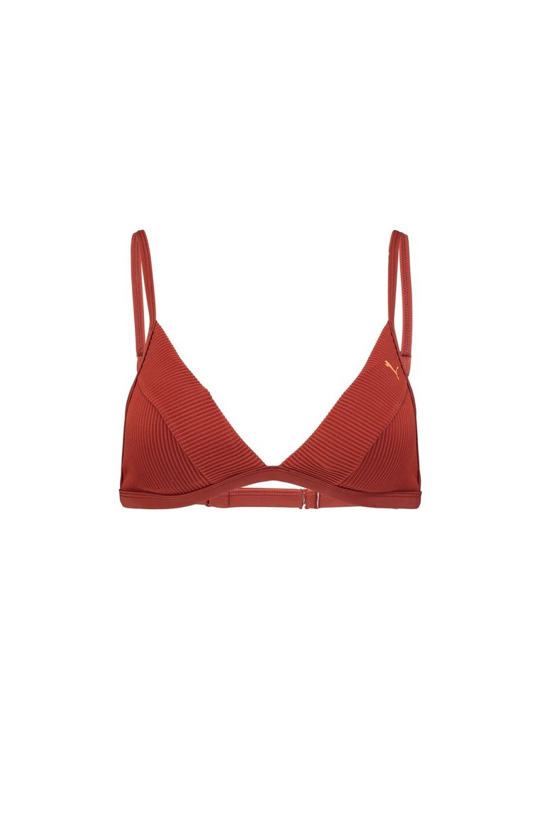 Womens/Ladies Triangle Ribbed Bikini Top - Brown