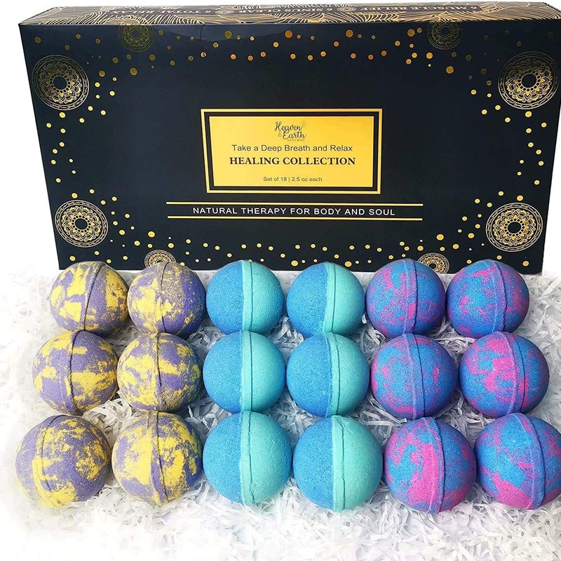 Pure Parker Bath Bombs 18 Piece Gift Set With Healing Essential Oils, Natural Moisturizing Lavender Peppermint R