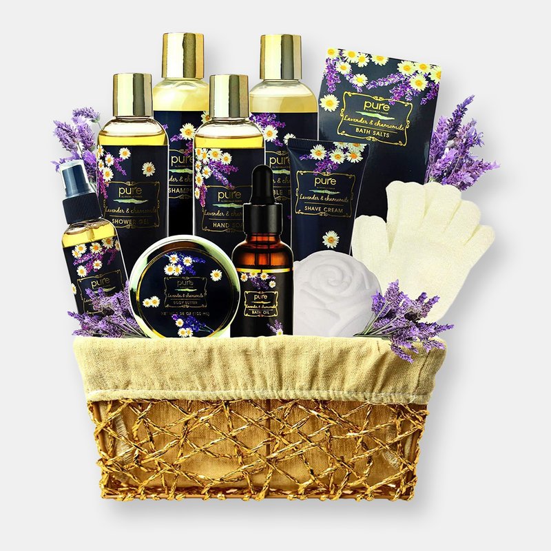 Pure Parker Lavender Chamomile Natural Spa Bath Set, Lavender Aromatherapy Luxurious Bath Gift Set 8 Piece Home
