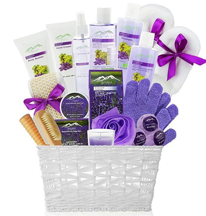 Purelis Grapeseed & Lavender Deluxe Xl Gourmet Spa Gift Basket In Purple