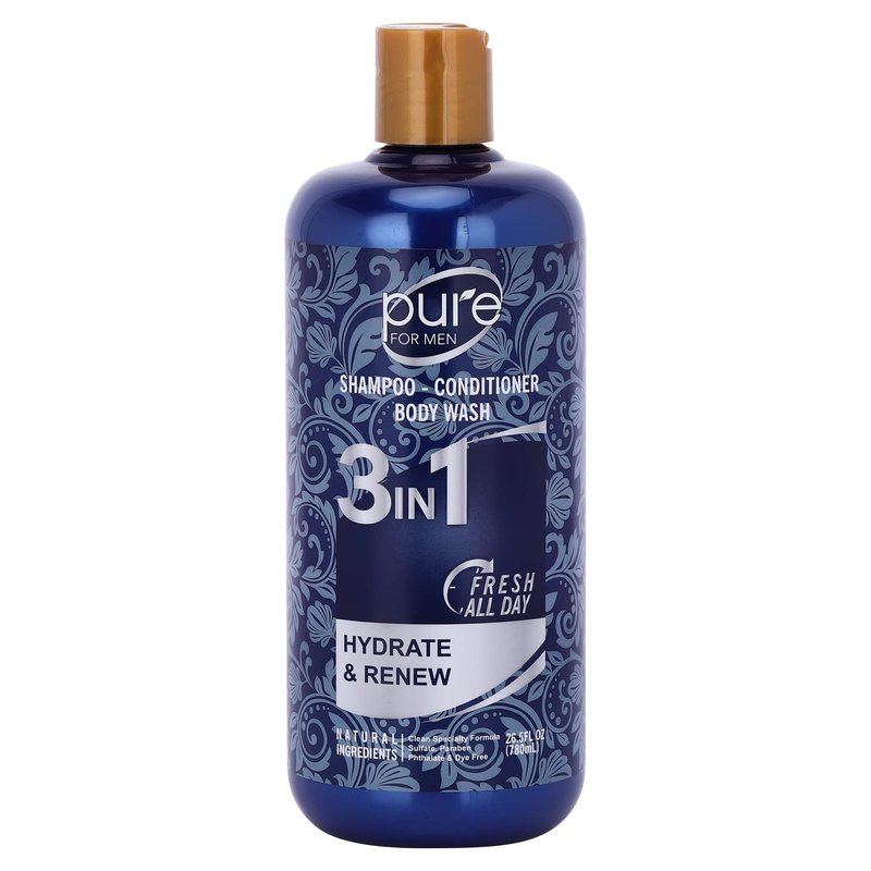 Purelis Men's Body Wash, Shampoo Conditioner Combo. Best 3 In 1 Shower Wash For Men Body, Hair & Face Wash.