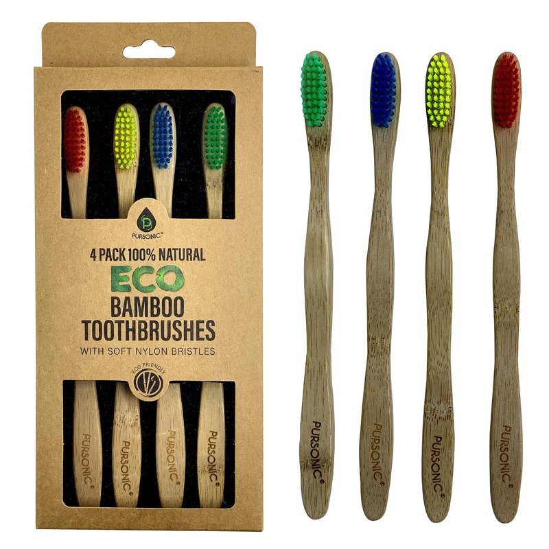 Pursonic 100% Natural Eco Bamboo Toothbrushes